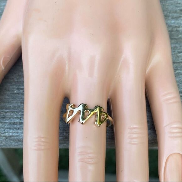 NWT New Urban Outfitters UO 444 Gold Stackable Angel Lucky Numbers Ring Size 7 - Picture 2 of 5